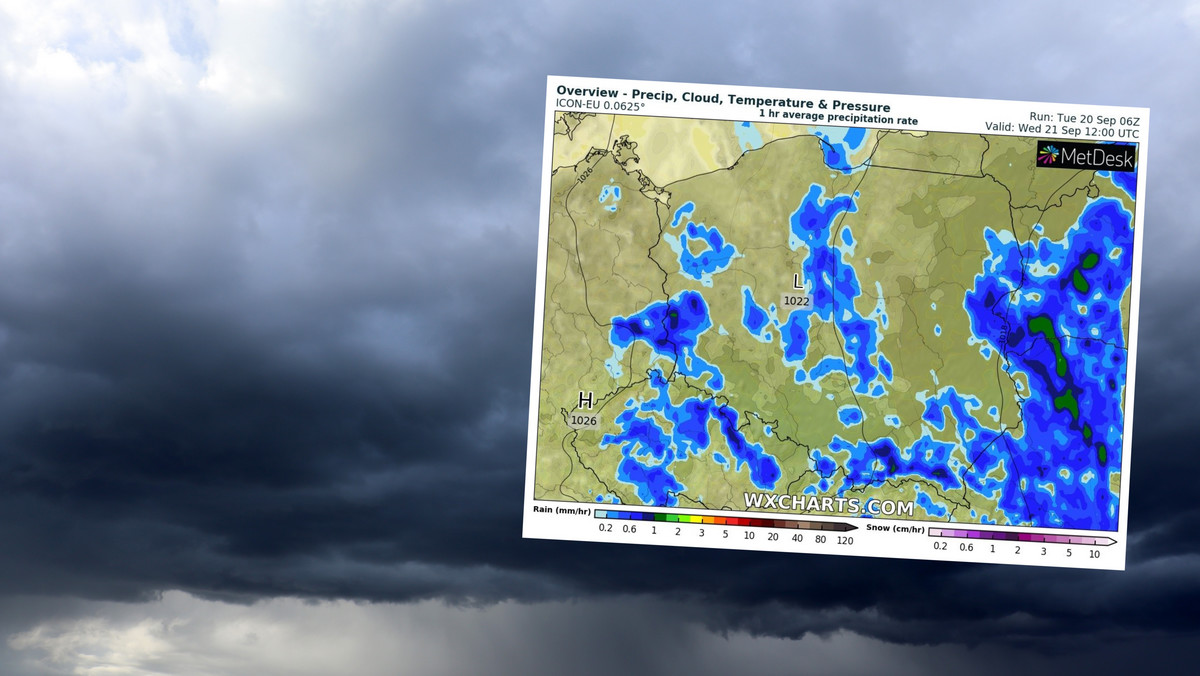Pogoda na środę, 21 września. Do chłodu i deszczu dojdą burze, a nawet śnieg 