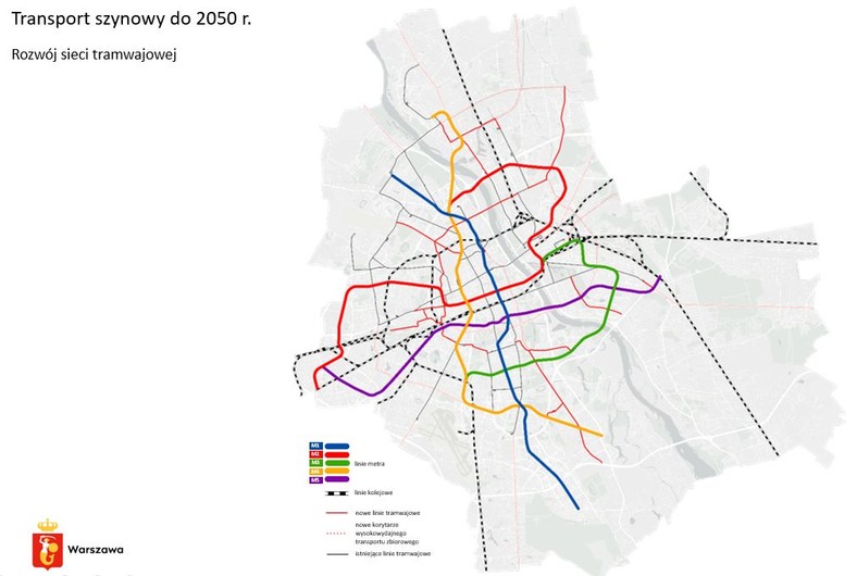 Warszawa. Rozwój sieci tramwajowej do 2025 roku