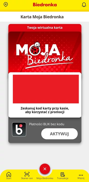 Moja Biedronka – karta w aplikacji