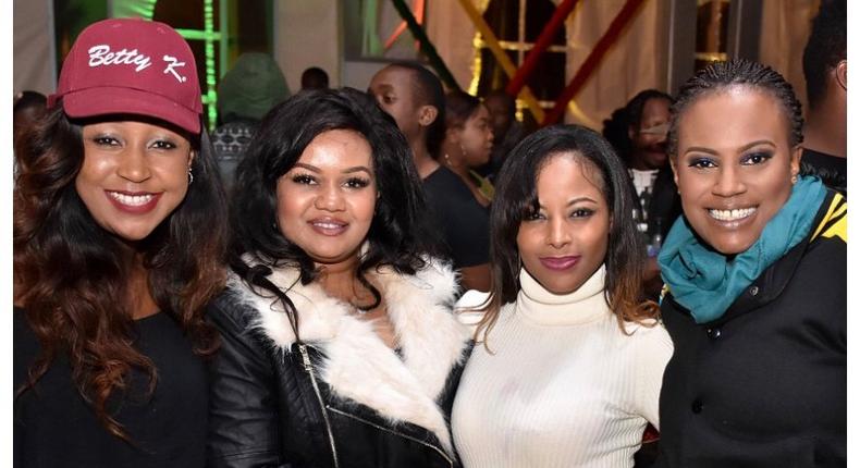 File image of Betty Kyallo (L) with Nana Gecaga (extreme right)