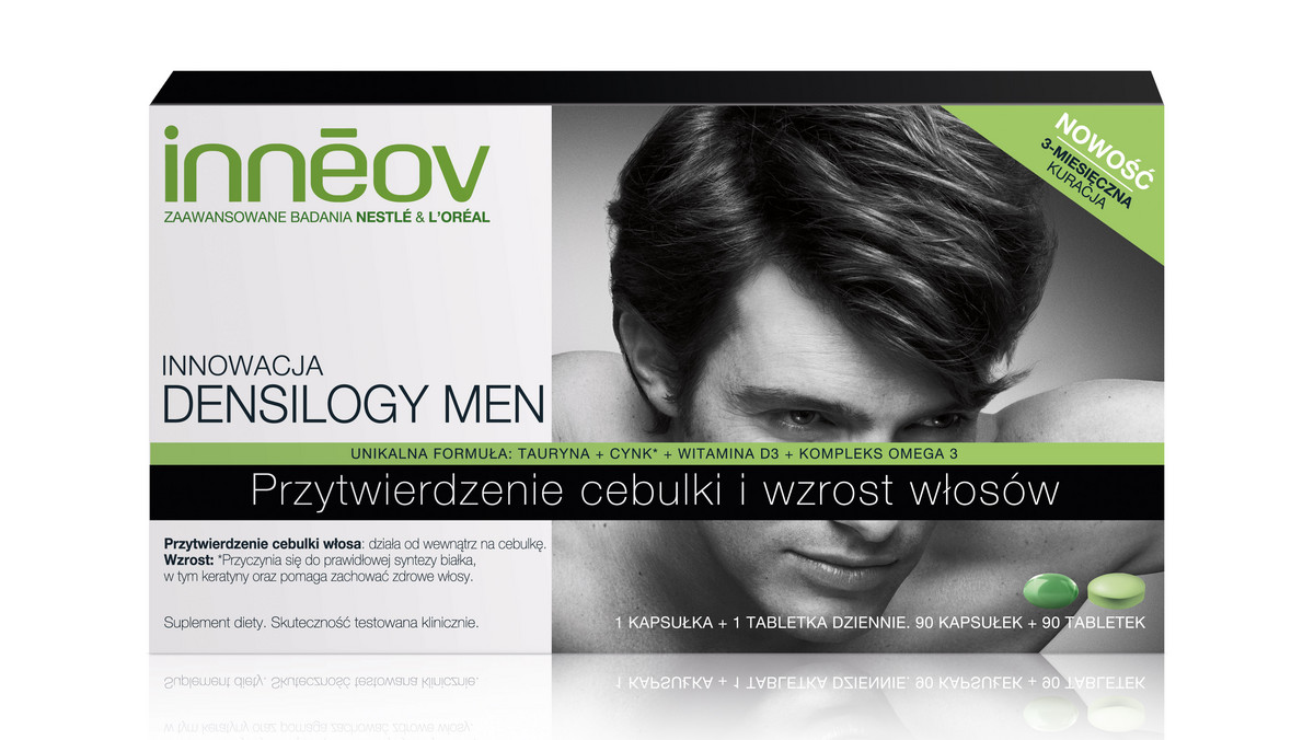 W 2014 roku dzięki zaawansowanej wiedzy na temat membrany przytwierdzającej cebulkę włosa, innéov stworzył unikalną formułę przeznaczoną dla mężczyzn, którzy zmagają się z problemem przerzedzających się włosów, łysieniem i zakolami: INNÉOV DENSILOGY MEN.