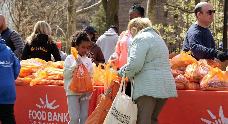 Easter food distribution with Food Bank NYC at Queensbridge Houses on April 04, 2023 in Queens, New York.Ilya S. Savenok/Getty Images