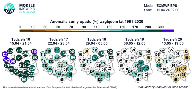 Przed nami kilka tygodni z nadmiarem opadów