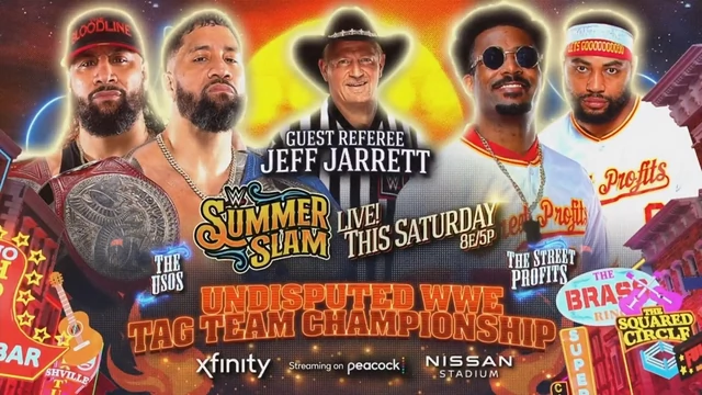The Usos (Champions) vs The Street Profits (with special guest referee Jeff Jarrett)