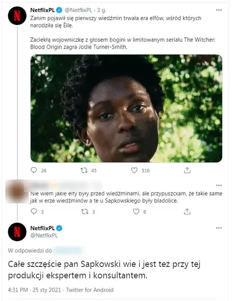 Dyskusja pod wpisami Netfliksa na FB i Twitterze