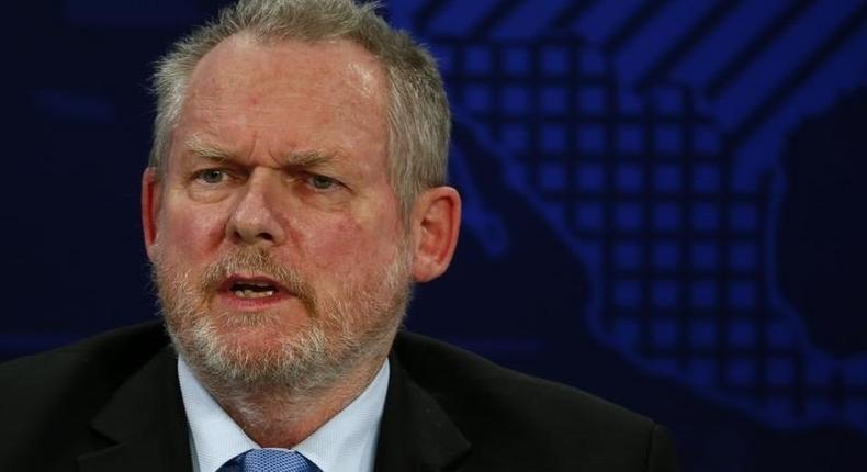 Rob Davies, South African Minister of Trade and Industry, speaks during the China's Impact as a Global Investor event in the Swiss mountain resort of Davos January 21, 2015. REUTERS/Ruben Sprich (