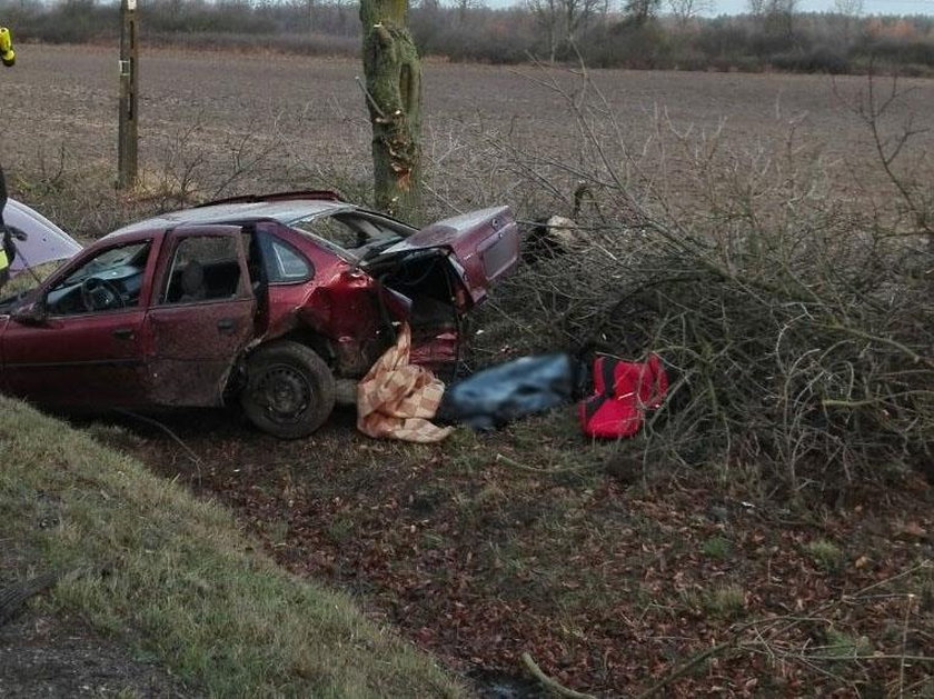 Pijany kierowca roztrzaskał się o drzewo. Zginął pasażer auta