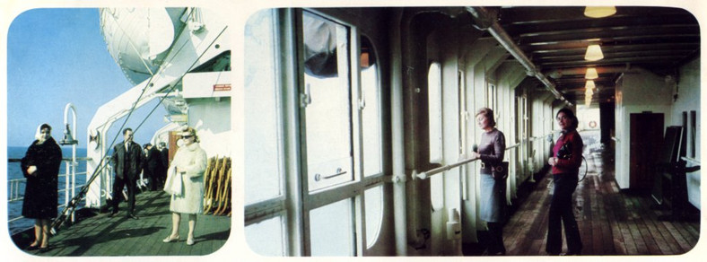 Promenady na TSS Stefan Batory: otwarta na pokładzie łodziowym i osłonięta na spacerowym