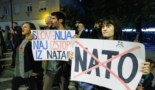 Protest protiv NATO u Ljubljani, Slovenija, 11. oktobra 2025.