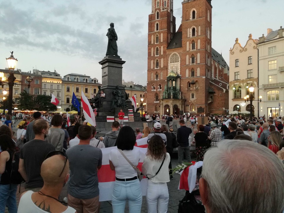 Kraków: akcja solidarności z Białorusią