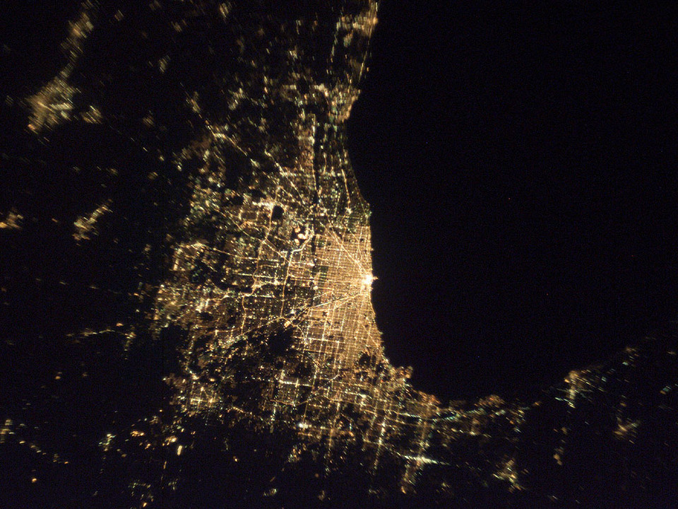 Chicago w USA sfotografowane nocą