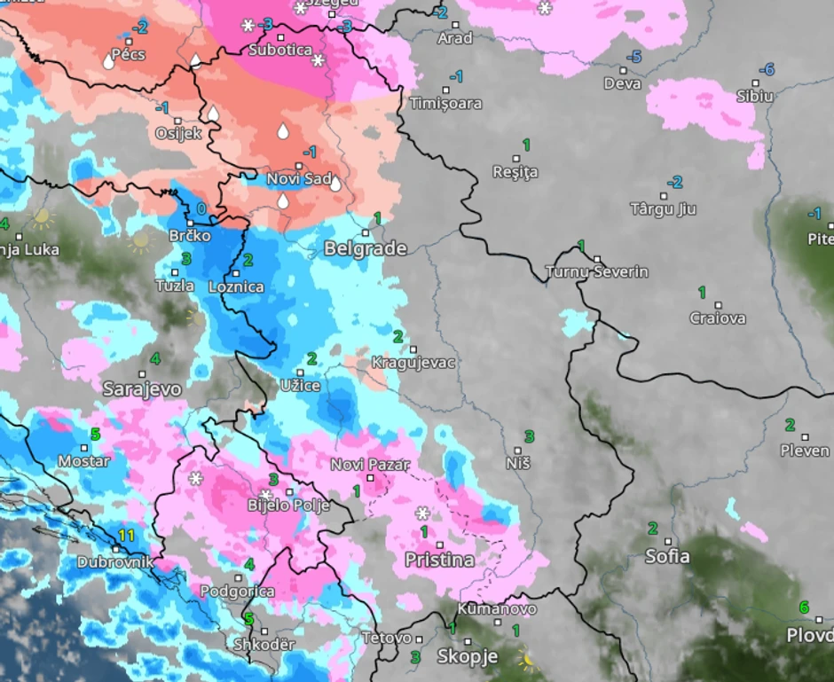 Kretanje padavina danas u 16 časova 