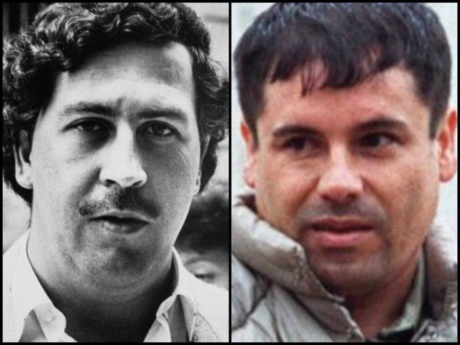 Pablo Escobar, left, and "El Chapo" Guzmán.