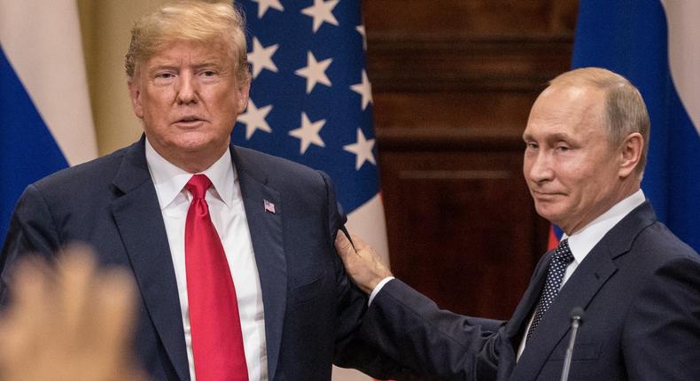 President Donald Trump and Russian President Vladimir Putin after their summit in Helsinki, Finland, July 16, 2018.