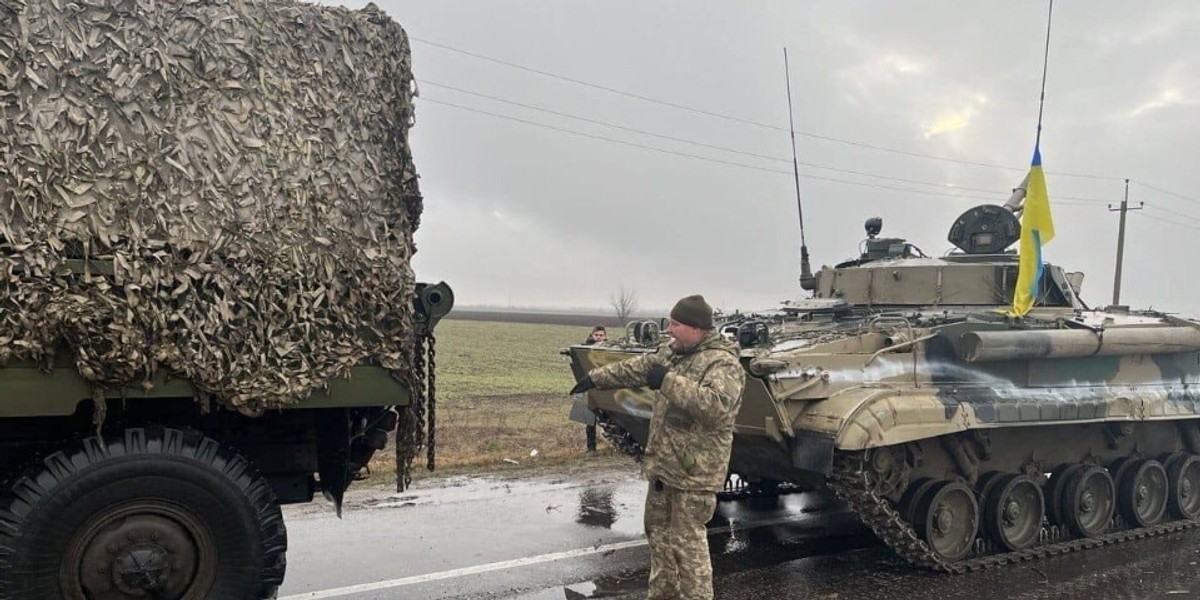 Inwazja Rosji na Ukrainę. Przechwycony przez Ukrainców rosyjski sprzęt wojskowy w obwodzie mikołajowskim. 03.03.2022 r.