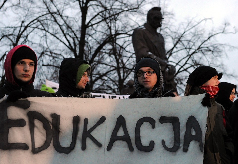 WARSZAWA PIKIETA STUDENTÓW PRZED BELWEDEREM