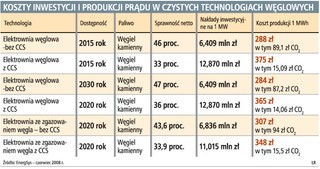 Czysta energia węglowa kosztowałaby tyle, co atomowa