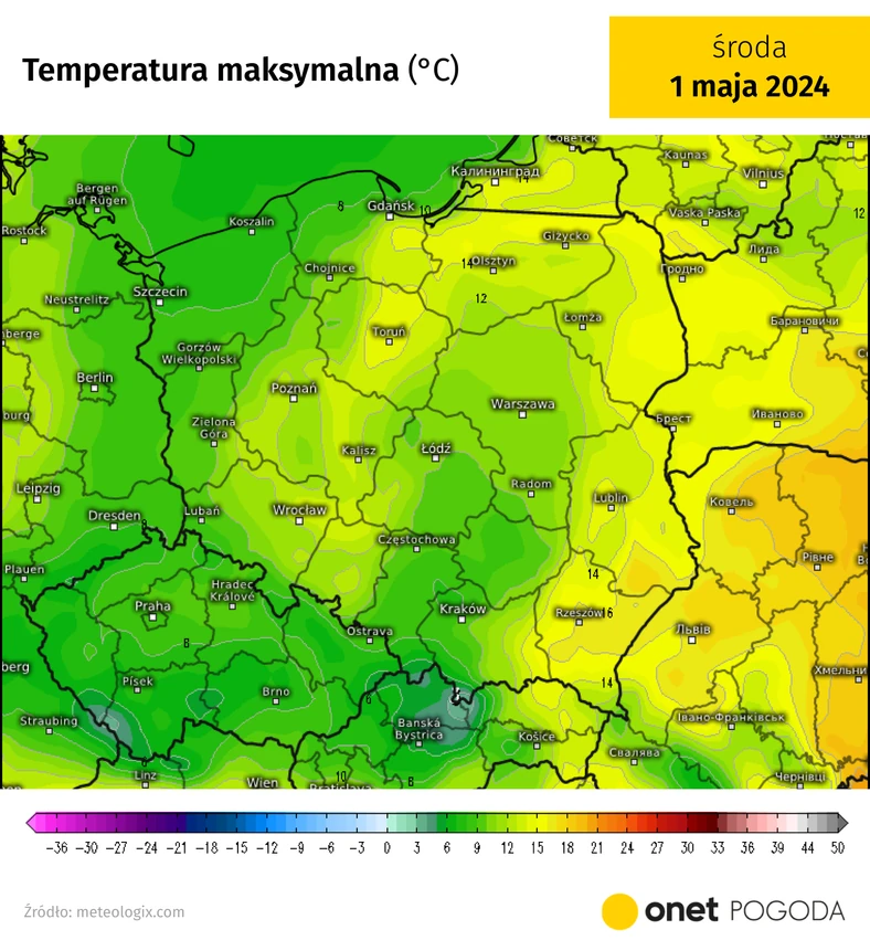 Początek maja ma przynieść temperatury z zakresu ok. 10-15 st. C