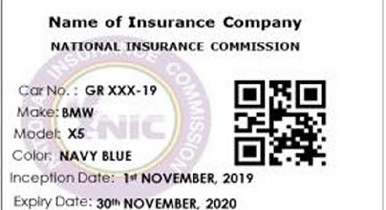 Here's how Ghana's new electronic motor insurance sticker looks like