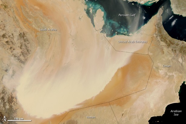 Burza piaskowa. Fot. dzięki uprzejmości NASA / JPL-Caltech