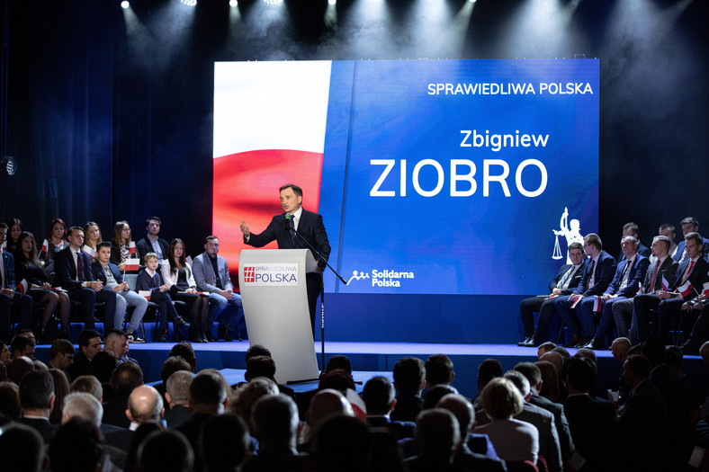 Zbigniew Ziobro na konwencji Solidarnej Polski "Sprawiedliwa Polska" w Warszawie w 2020 roku. 