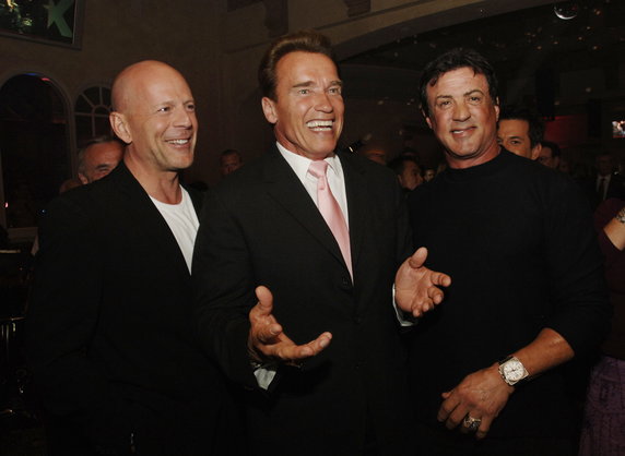 Bruce Willis, Arnold Schwarzenegger i Sylvester Stallone w 2006 r.