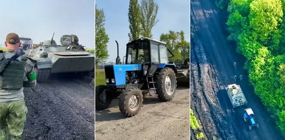 Rosyjski czołg znów przegrał z ukraińskim traktorem. Kolejny sukces obrońców Ukrainy [WIDEO]
