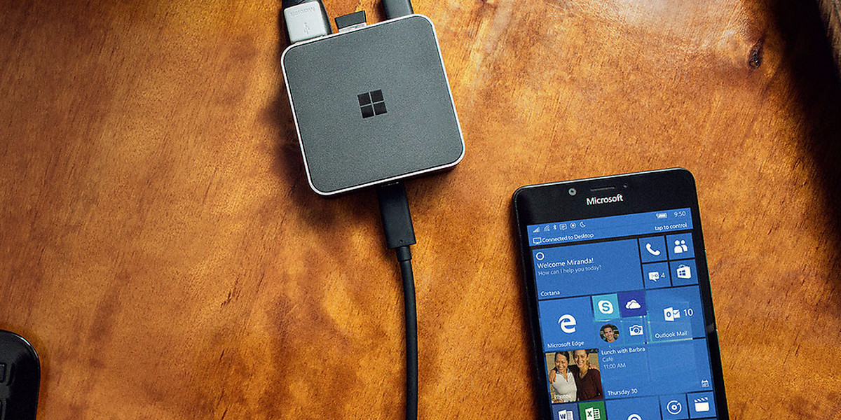 The Microsoft Continuum dock adapter for the Lumia 950.