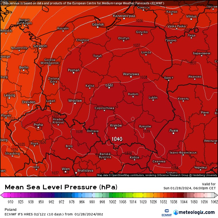 W niedzielę na południu barometry wskażą nawet 1040 hPa