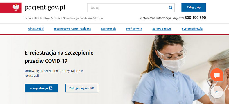 Strona e-rejestracji jest przejrzysta i prosta w obsłudze