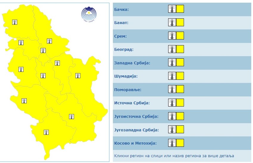Meteoalarm za utorak, 18 jun