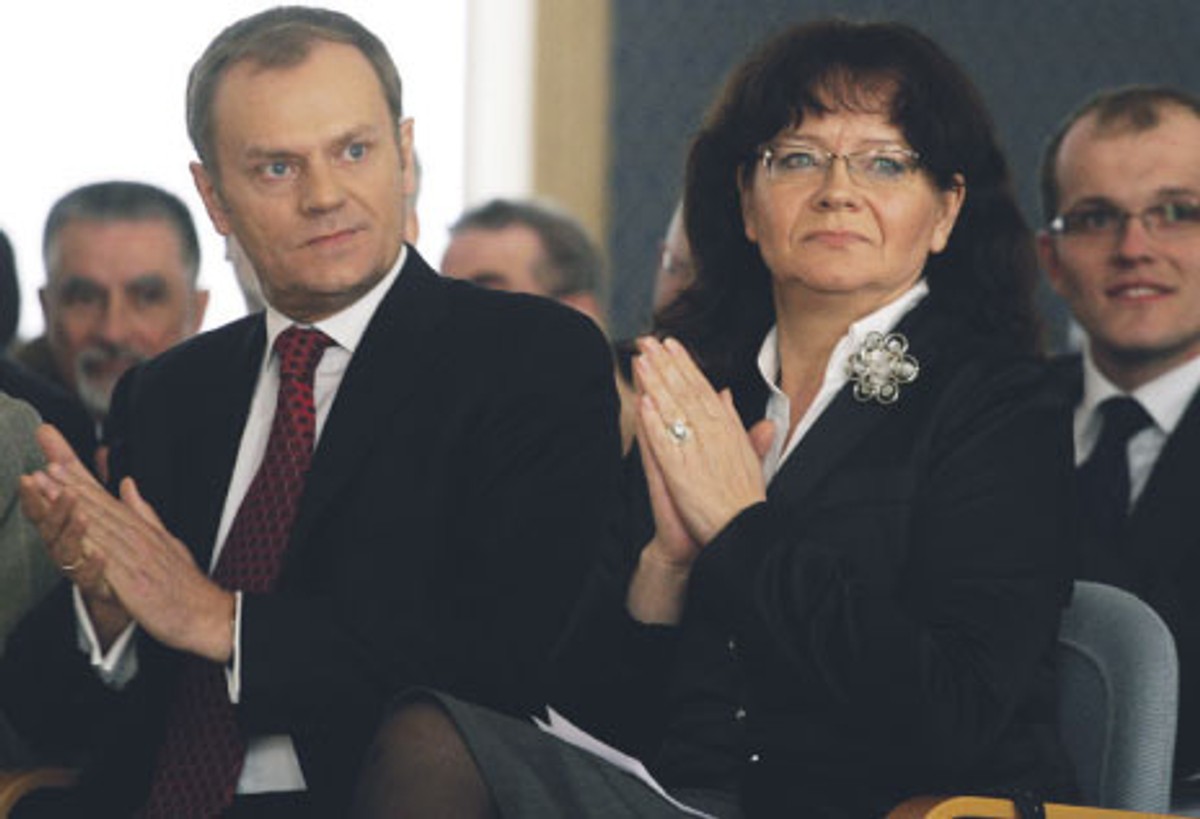 Premier Donald Tusk i minister nauki Barbara Kudrycka