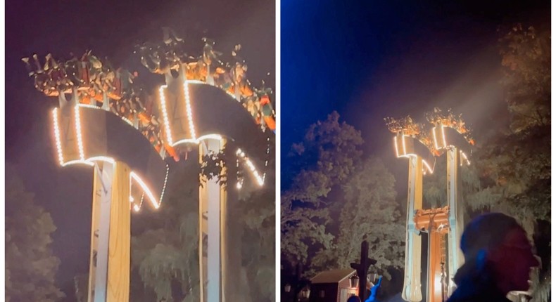 A ride in Canada's Wonderland Amusement Park left riders stuck upside down for 30 minutes.TikTok @jiashira_/via Reuters