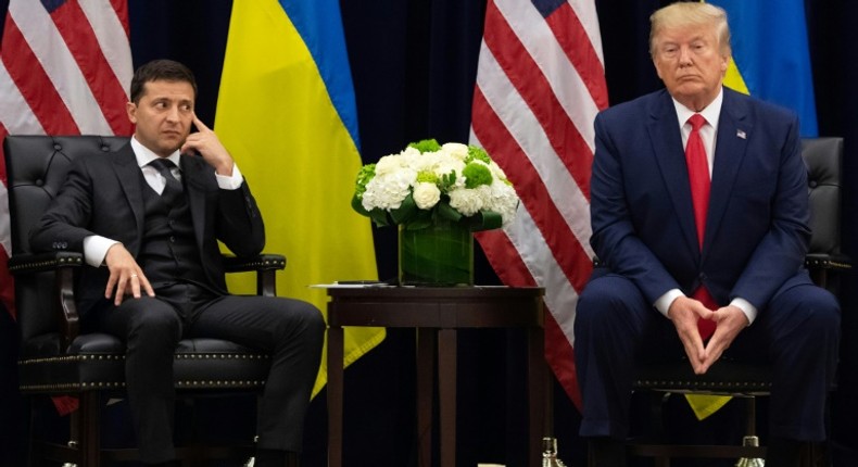 The channel has said it would no longer show the series on TV and invited fans to watch it on its paid internet platform, calling the decision a marketing move; pictured are US President Donald Trump and Ukrainian President Volodymyr Zelensky in New York on September 25, 2019