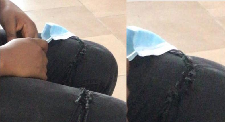 Lady given needle and thread to sew her ripped jeans before she obtains ID card