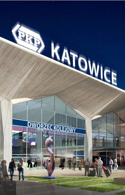 Wejście do hali głównej nowego katowickiego dworca PKP