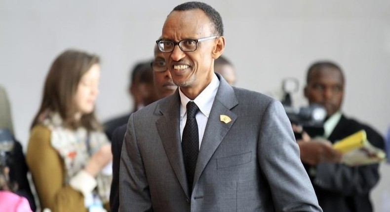 Rwanda's President Paul Kagame arrives for the extraordinary session of the African Union's Assembly of Heads of State and Government on the case of African Relationship with the International Criminal Court (ICC), in Ethiopia's capital Addis Ababa, October 12, 2013. REUTERS/Tiksa Negeri