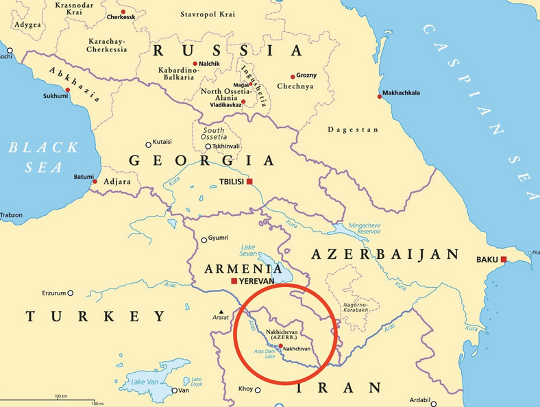 Nachiczewan, leżąca w południowej Armenii eksklawa Azerbejdżanu