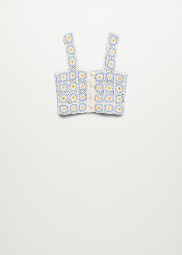 Häkeltop mit Margeriten von Mango für 69.95 Franken.