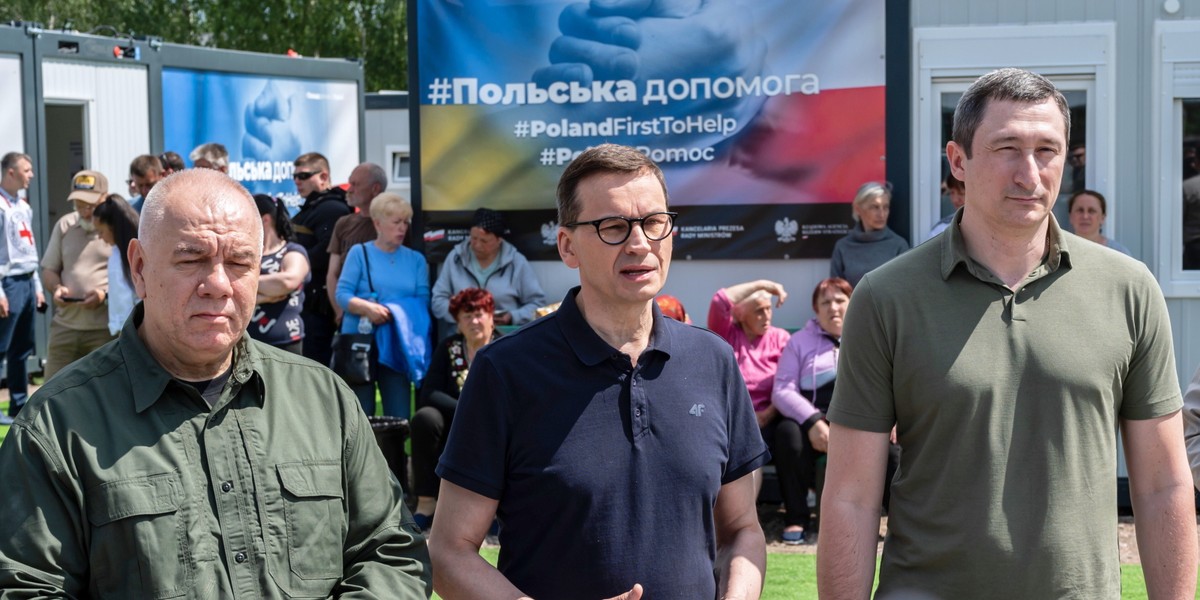 Premier Mateusz Morawiecki podczas wizyty w Borodziance