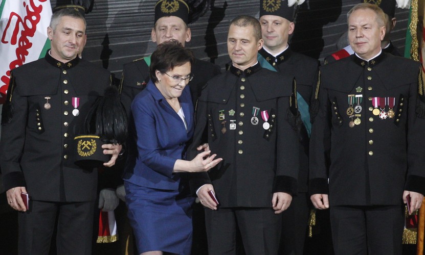 Premier Ewa Kopacz podczas uroczystości barbórkowych w Kopalni Węgla Kamiennego Ziemowit w Lędzinach