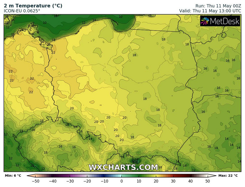 Na zachodzie temperatura wzrośnie nawet do 22 st. C.