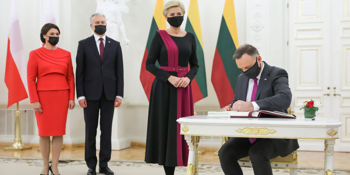 Agata Duda, Andrzej Duda, Gitanas Nauseda i Diana Nausediene