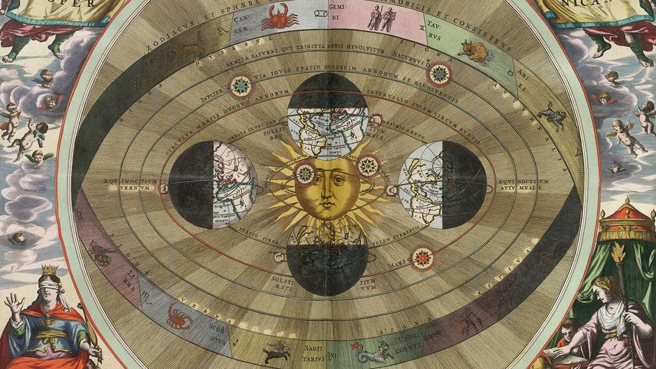 Przedstawienie układu heliocentrycznego z dzieła "Harmonia macrocosmica".