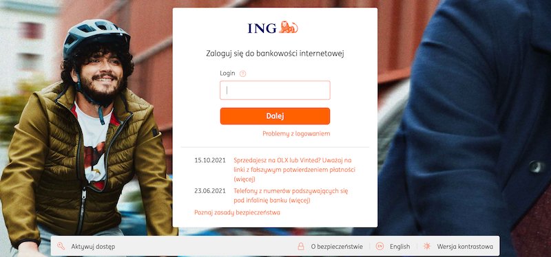 Bank ING wymaga potwierdzenia numeru telefonu w SMSie?