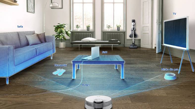 Inteligentny robot sprzątający Samsung Jet Bot AI+ z czujnikiem LiDAR. 
