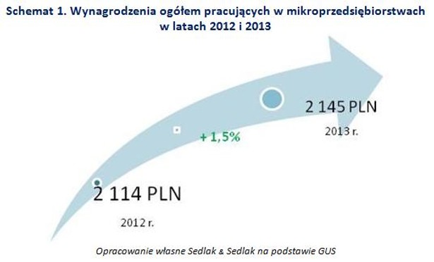 Wynagrodzenia ogółem pracujących w mikroprzedsiębiorstwach w latach 2012 i 2013