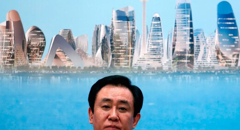 China Evergrande Group Chairman Hui Ka Yan attends a news conference on the property developer's annual results in Hong Kong, China.