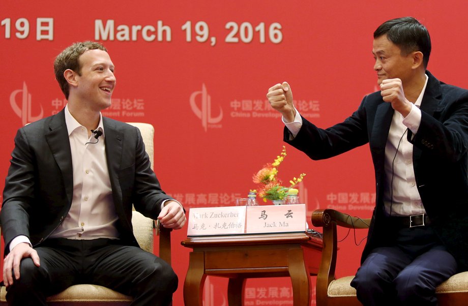 Jack Ma, prezes Alibaby i Mark Zuckerberg, prezes Facebooka