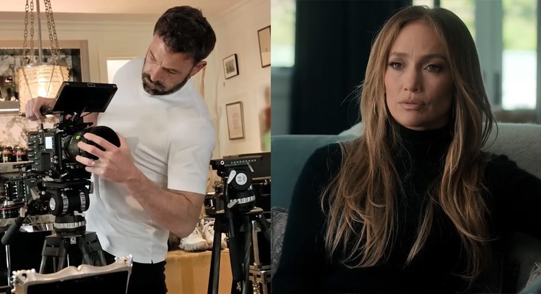 Ben Affleck and Jennifer Lopez, muse and creator, respectively.Prime Video/YouTube